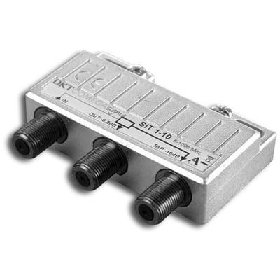 DKT Signia SIS 02 2-vejs signalfordeler med F-connectorer, 5-1300MHz frekvensområde og Klasse A skærmning.