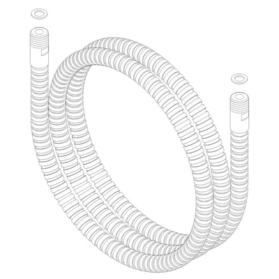 Damixa reparationssæt med en 1750 mm lang slange og M15x1 tilslutninger, afbildet med en hvid baggrund.