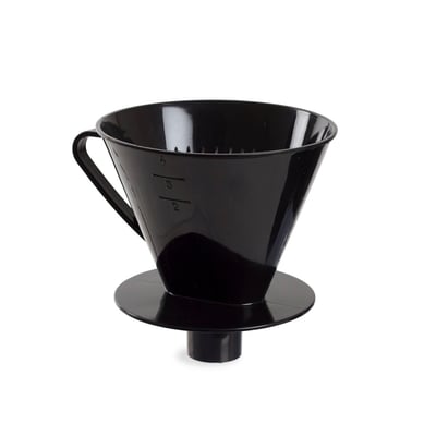 Sjov kaffetragt i sort PP-plast med markeringer for 2, 3 og 4 kopper kaffe, Ø133x135mm.