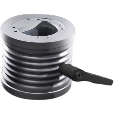 Rittal vinklingsadapter ±45° til bærearmstilslutning, Ø 130 mm, vist på hvid baggrund.