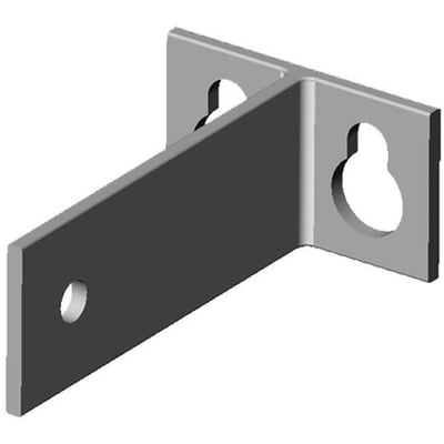 ABB Vægbeslag FV i galvaniseret stål til tekniske og kabelskabe med en rund og to nøglehulsformede åbninger.