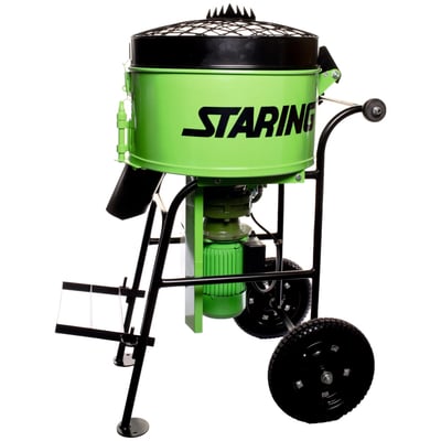 Staring tvangsblander SM90, 90 liters, i skarp grøn farve med sort top og hjul.
