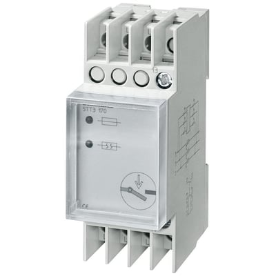 Siemens SENTRON sikringsmonitor T55 for 3-fasede systemer 380-415V med gennemsigtig hætte og monteringsskinne.