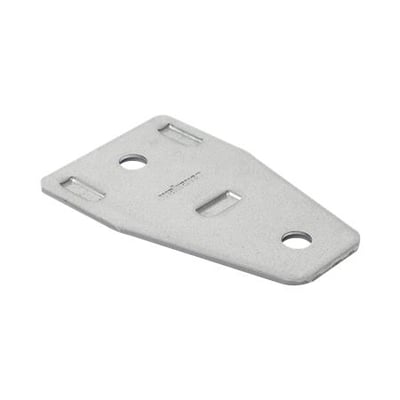 Walraven Rapidstrut BUP1000 T-forbinder i grå metalfinish, set skråt ovenfra med to runde huller og aflange prægninger.