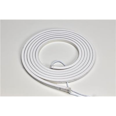 Rød 24 V LED-strip med top view og IP67, oprullet med synlig tilslutningsledning.