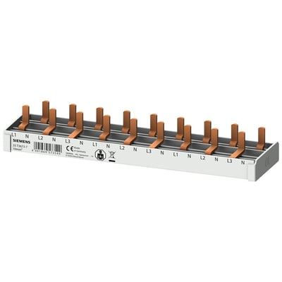 Siemens PIN stiftskinne 3P/N med 10mm² tilslutning og 9x kompakte enheder, berøringsbeskyttet.