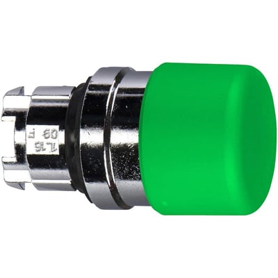 Schneider Electric paddetrykknap i grøn med 30mm diameter og fjeder-retur funktion, model ZB4BC34.