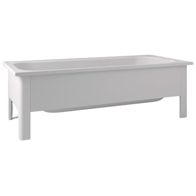 Svedbergs hvidt rektangulært badekar i emaljeret stål, 1300x700 mm, med synlige ben og monteringsbeslag.