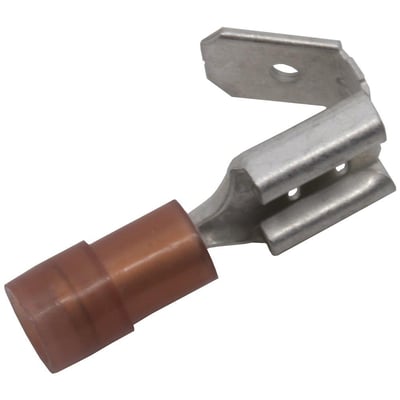 Elpress rød spademuffe med afgrening til 0,5-1,5mm² Cu-leder og 6,3x0,8mm spadestik.