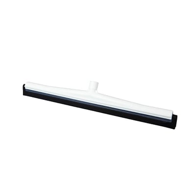 Roliba gulvskraber i hvid plast med dobbelt skrabeblad og 600 mm arbejdsbredde, set skråt forfra uden skaft.