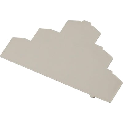 Beige Weidmüller ZAP/ZDLD 2.5 N endeplade til modulære enheder, isolerende og afsluttende funktion.