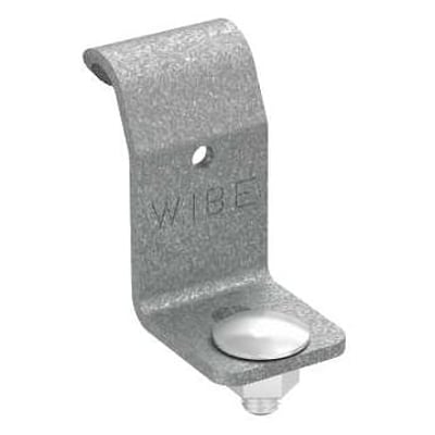 Lauritz Knudsen Konsolklemme 42 FZS i el-forzinket stål, vist med M8 skrue og møtrik monteret.