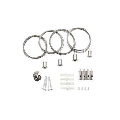 SG Armaturen Sense Surface wiresæt indeholdende fire justerbare stålwiresæt og monteringsdele som skruer og rawplugs.