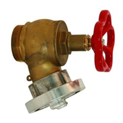 Nærbillede af Falck Teknik brandventilens C-Storz kobling med metalisk pakflade og 2" tilslutning.