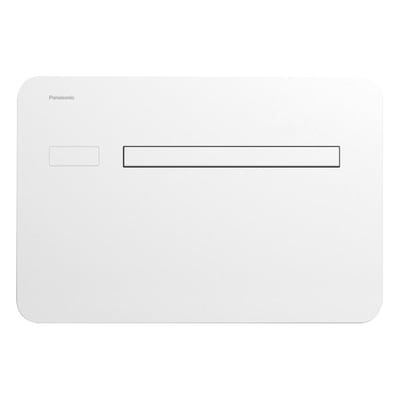 Panasonic RAC SOLO stand-alone varmepumpe indedel i hvid med en diskret luftindtagsslids og et rektangulært kontrolpanel.