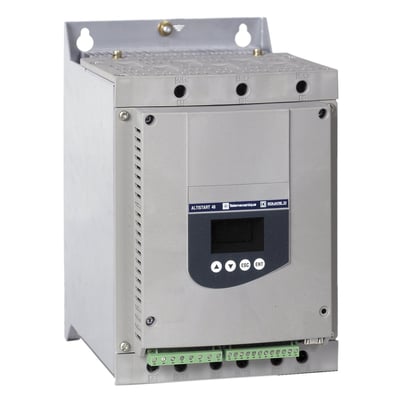 Schneider Electric Altistart 48 softstarter til 400V, 55kW motor, 110A med display og betjeningsknapper.