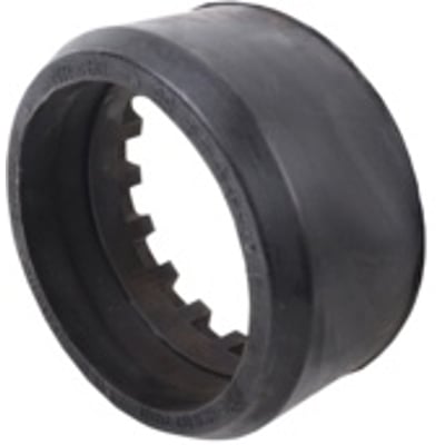 Lauridsen overgang til lermuffe i sort EPDM, Ø160 mm, med rund åbning og ribber på indersiden.