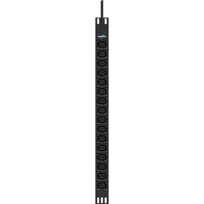 PowerWalker PDU PHB21 strømskinne med 16 stk C13 stik og et IEC C20 input i sort metal.