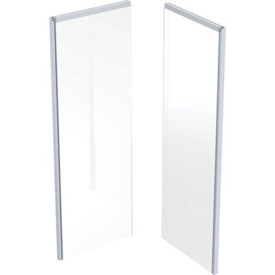 Ifö Showerama bagelement 800x900x200 mm i hvid/klar glas med aluminiumsprofiler på en hvid baggrund.