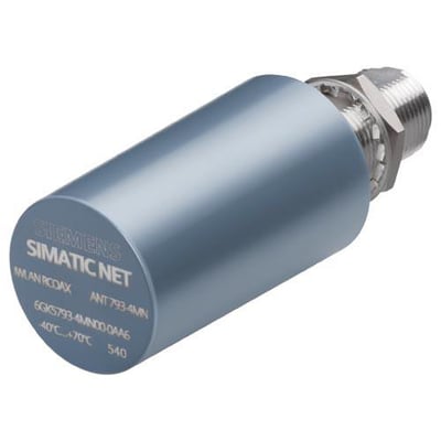Siemens SCALANCE IWLAN antenne AN793-4MN med N-connect hunstik og mærket med produktinformation.