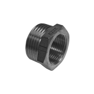 Forkromet messing nippelmuffe med 3/4" udvendigt og 3/8" indvendigt gevind, velegnet til VVS installationer.