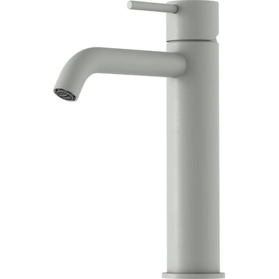 Mora Inxx II Soft Medium håndvaskarmatur i mat-grå, med 1-grebs betjening og en fremspring på 140 mm.