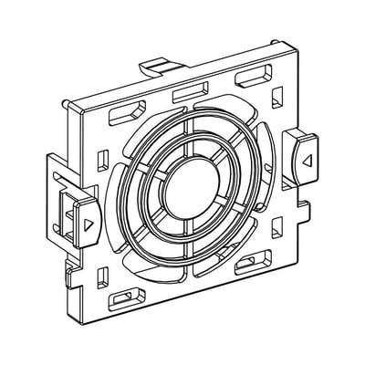 Schneider Electric ventilator til ATV61/71 frekvensomformere, 2,2-4kW, IP20 og IP54, vist som en teknisk tegning.