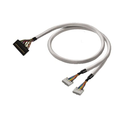 Weidmüller PLC-kabel til digitale signaler, 10-polet LiYY-kabel på 5 meter med grå ledning og stik i enderne.