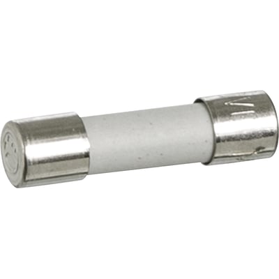 Mersen finsikring på 125 mA med hvid cylindrisk krop og metalender, 5 x 20 mm, flink og 250 V.