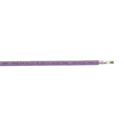Profibus L2 kabel i violet PUR-kappe med trykdetaljer som 1x2xAWG24/19VL og AWM STYLE 20233 UL.