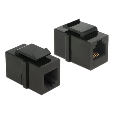Delock sort RJ12 hun til RJ12 hun Cat.3 Keystone modul, der forlænger telefonkabler nemt.