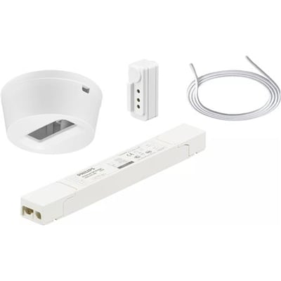 Philips Xitanium SR Bridge til DALI-armaturer med hvid bridge, rund sensor, ledning og separate tilslutningsdele.