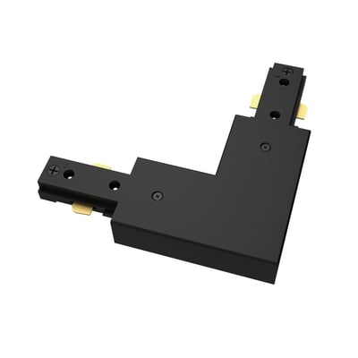 Sort Philips EasyLink L-stik til venstretilslutning med 90° vinkel, set skråt ovenfra med synlige kontaktflader.