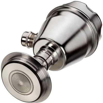 Siemens Sitrans P300 tryktransmitter med front-flush membran og Tri-Clamp DN50 tilslutning i rustfrit stål.