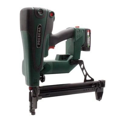 Prebena PKT-8-RHC40-SET22 akku-betonsømpistol i mørkegrøn og sort plast med synligt batteri og magasin.