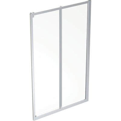 Contura Showerama skydedør i aluminium med klart sikkerhedsglas, måler 1550 x 2000 mm, præsenteret på hvid baggrund.