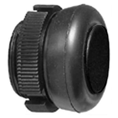 Nærbillede af Schneider Electric XACA9412 trykhovedets sorte plast og gummimembran, set fra siden.