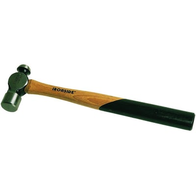 Ironside bænkhammer på 600 g med kugle og hickoryskaft, vist skråt med metalhoved og træskaft.