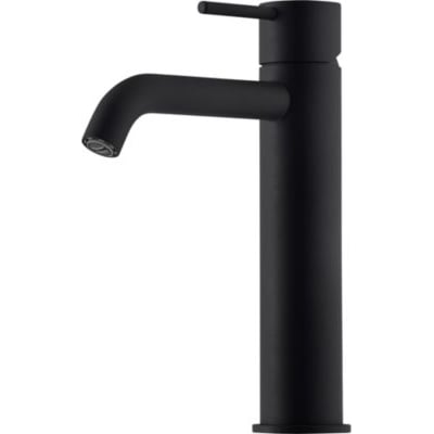 Mora Inxx II Soft Medium håndvaskarmatur i mat sort messing med en mellemhøj, stilren form og 5 liters perlator.