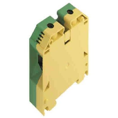 Weidmüller jordklemme WPE 70N/35 Compact i gul og grøn, med skruetilslutning og 70mm2 størrelse.