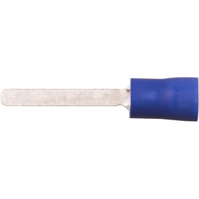 Elpress isoleret flad stiftkabelsko i blå polycarbonat til 1,5-2,5mm² kobberleder med fortinnet ende.