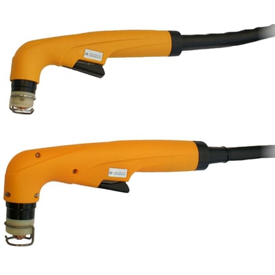 To orange plasmaslangehåndtag til KjellCut 70, 6 meter, vist med hvid baggrund.