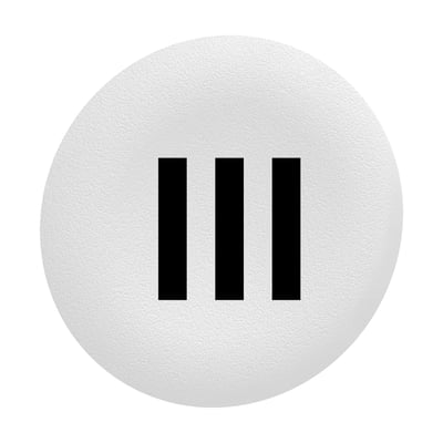 Schneider Electric løs trykflade til Ø30 mm flush trykknaphoveder, hvid med sort "III" symbol, nem montage.