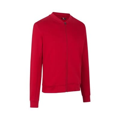 ID Identity Cardigan Pro Wear i str. L i klassisk rød farve med YKK lynlås og ribkanter.