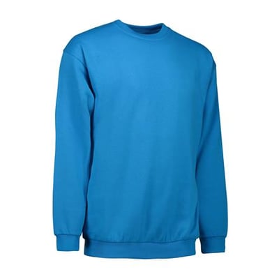 ID Identity GAME sweatshirt i turkis, størrelse XL, med rund hals og ribstrikket kant ved ærmer og bund.