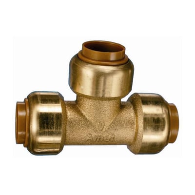 VSH Tectite tee-fitting i messing med 22mm muffe/muffe/muffe til rørinstallationer.