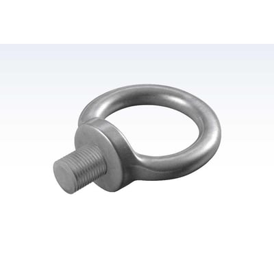 Roliba øjebolt M12 VFZ med udvendigt gevind, vist skråt forfra med ringformet øje og gevindtap.