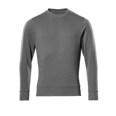 Helkropsbillede af en mørk antracit sweatshirt fra Mascot, model Crossover Carvin, med moderne pasform og synlig ribdetaljer ved hals, manchetter og kant.