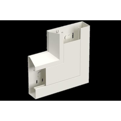 Lauritz Knudsen fladvinkel WGX-S LSU 165Vx72 i hvid RAL9010/60, der danner en indvendig hjørneforbindelse for kabler.
