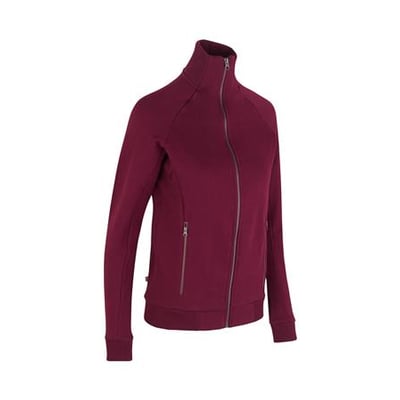 ID Identity dame cardigan i bordeaux i størrelse 3XL med lynlås og lynlåslommer samt 2x2 ribkanter.